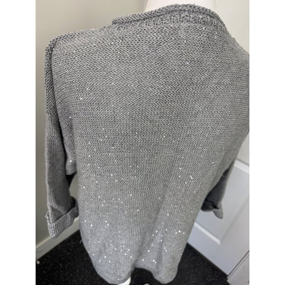 DKNY Jeans Womens 3X Grey V-Neck Sequin Knit Sweater Light Soft Comfortable - Picture 6 of 11